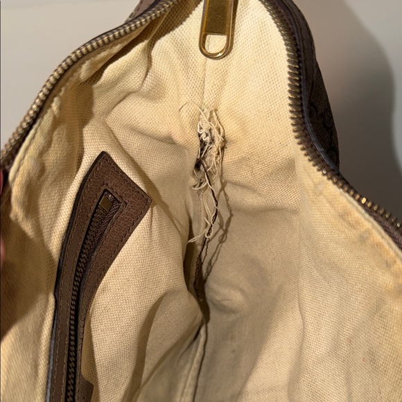 Gucci Ophidia Beige and Brown Shoulder Crossbody Bag with Green and Red Stripe - Picture 7 of 8